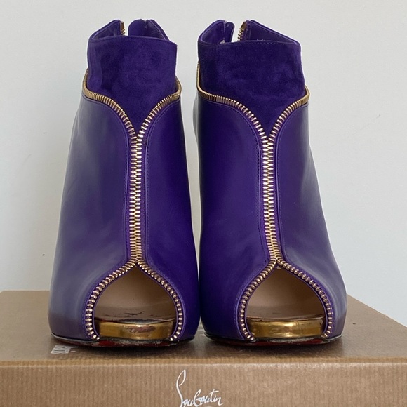 Christian Louboutin violet booties / gold zippers - Picture 2 of 5